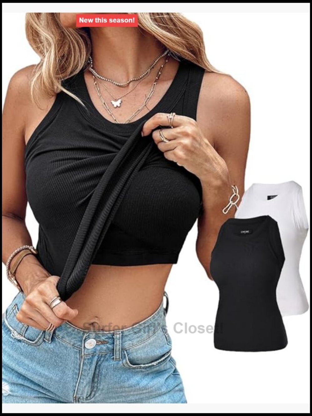 2 Pack Built In Bra Tank Tops Women Ribbed Racerback Sleeveless Stretchy